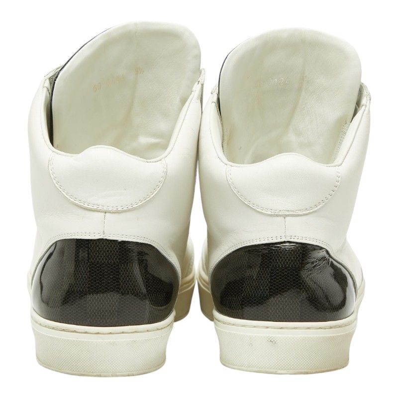 Louis Vuitton Damier Middle Cut Sneakers 9.5 White Black Leather — view 3