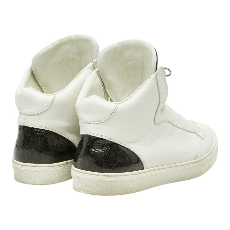 Louis Vuitton Damier Middle Cut Sneakers 9.5 White Black Leather — view 2