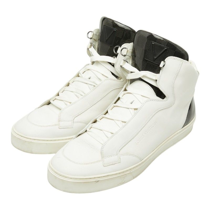 Louis Vuitton Damier Middle Cut Sneakers 9.5 White Black Leather