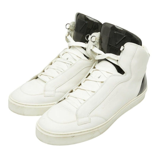 Louis Vuitton Damier Middle Cut Sneakers 9.5 White Black Leather