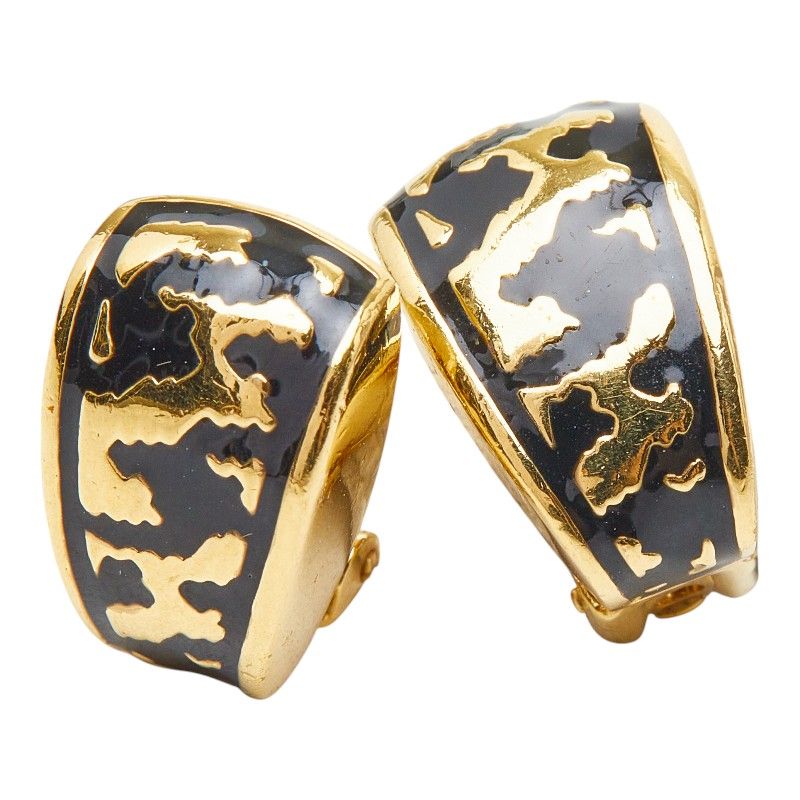Dior Earrings Gold Black Plated