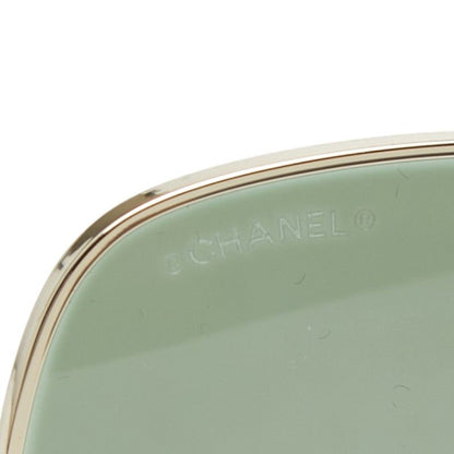 Chanel CC Logo Butterfly Sunglasses Green Gold Plated Leather 1- Eyewear — view 4