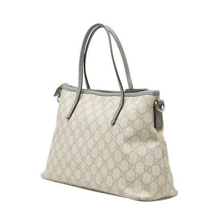 Gucci GG Supreme Tote Shoulder Bag 2-Way Beige Gray Leather — view 2