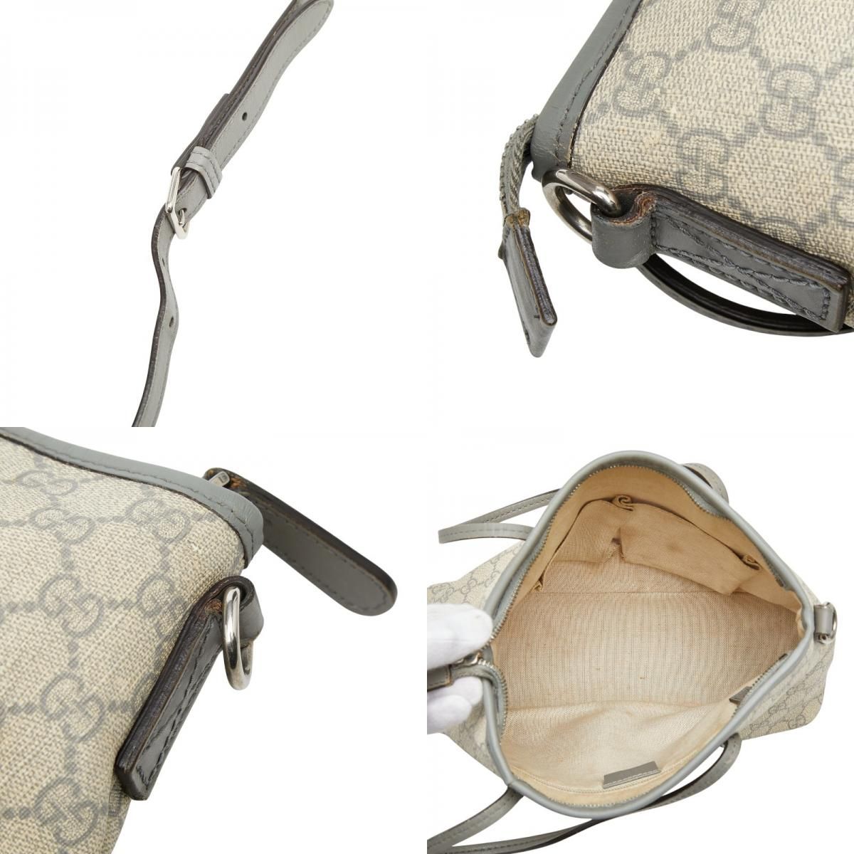 Gucci GG Supreme Tote Shoulder Bag 2-Way Beige Gray Leather — view 9