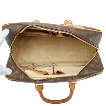 Louis Vuitton Monogram Deauville Handbag Brown Leather — view 9