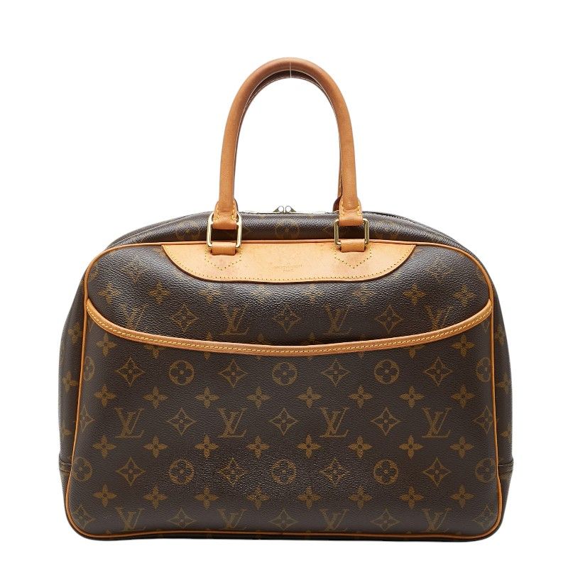 Louis Vuitton Monogram Deauville Handbag Brown Leather