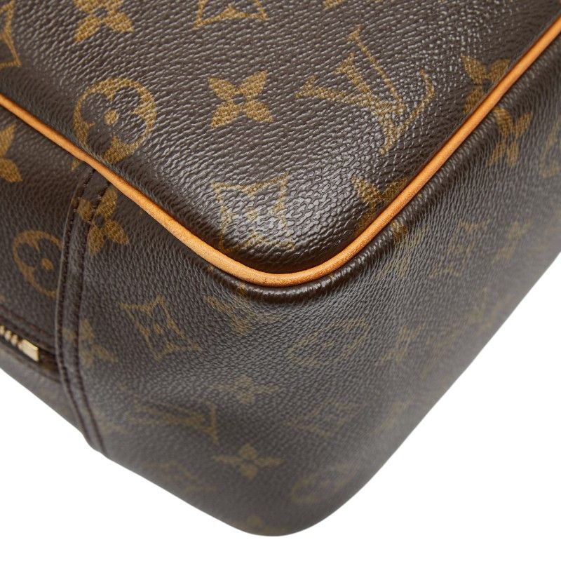 Louis Vuitton Monogram Deauville Handbag Brown Leather — view 7