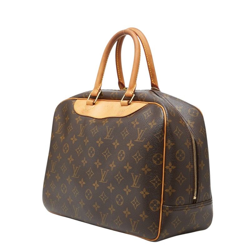 Louis Vuitton Monogram Deauville Handbag Brown Leather — view 2