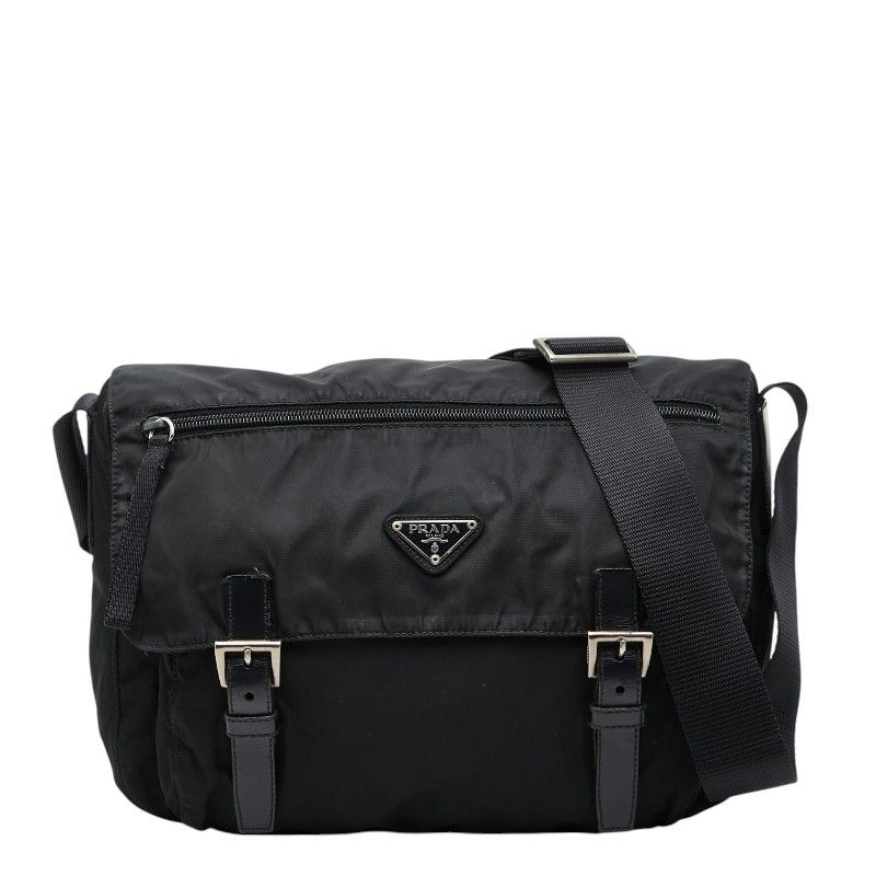 Prada Shoulder Bag Black Nylon Leather