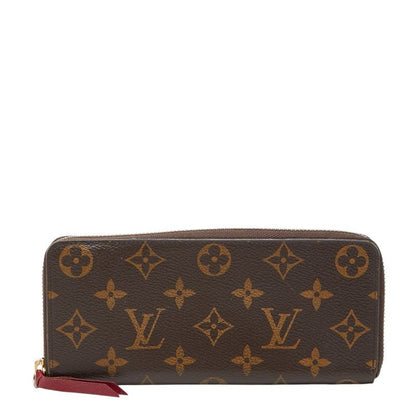 Louis Vuitton Monogram Portefeuille Clemence Zip Around Wallet Brown Fuchsia