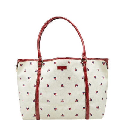 Gucci GG Supreme Heart Tote White Red Blue Patent Leather