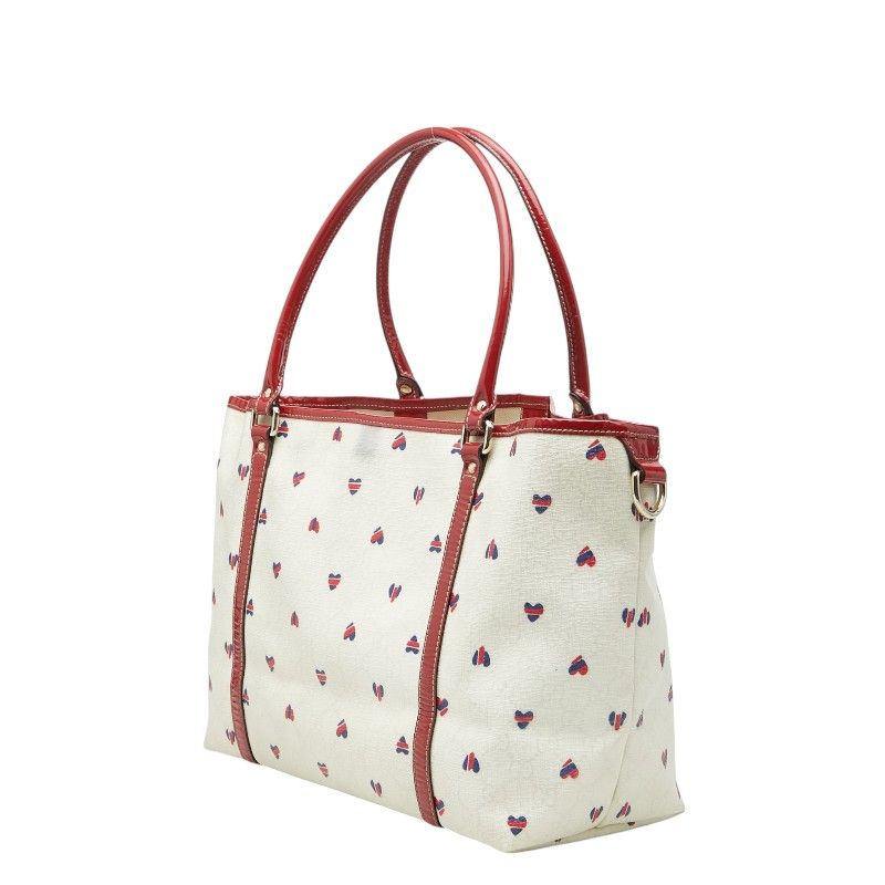 Gucci GG Supreme Heart Tote White Red Blue Patent Leather — view 2