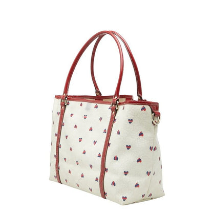 Gucci GG Supreme Heart Tote White Red Blue Patent Leather — view 2