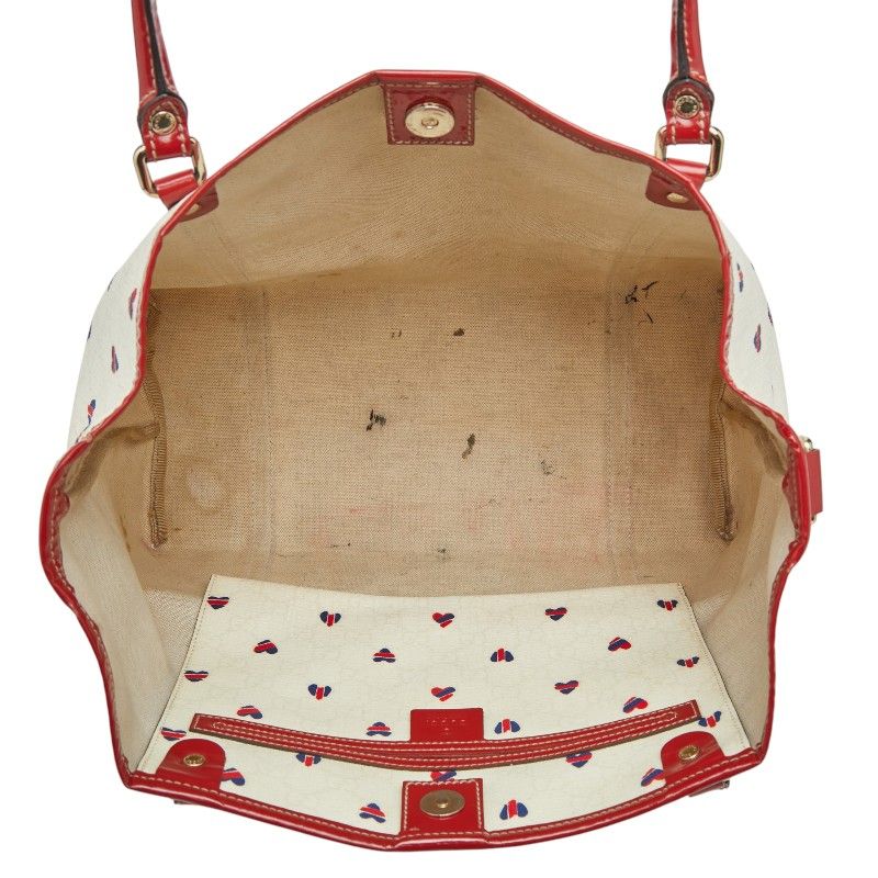 Gucci GG Supreme Heart Tote White Red Blue Patent Leather — view 8