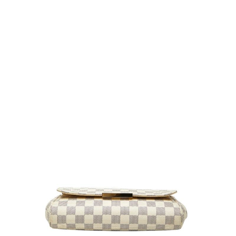 Louis Vuitton Damier Azur Favorite MM Chain 2-Way Shoulder Bag White Leather — view 3