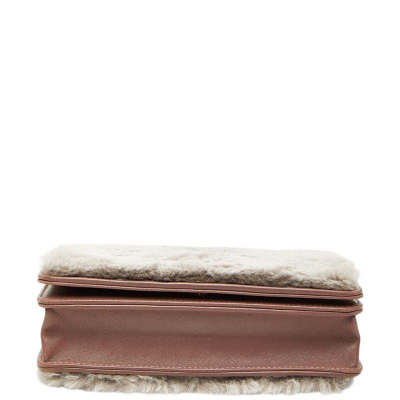 Chanel CC Logo Chain Wallet Shoulder Bag Gray Pink Leather — view 3