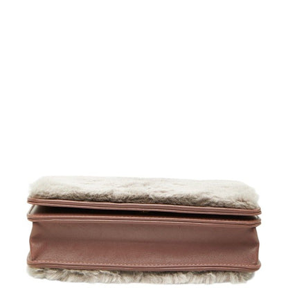 Chanel CC Logo Chain Wallet Shoulder Bag Gray Pink Leather — view 3