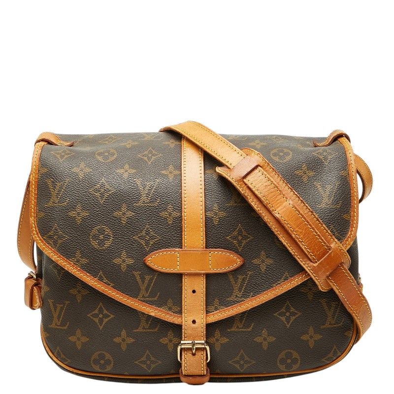 Louis Vuitton Monogram Saumur 30 Crossbody Shoulder Bag Brown Leather