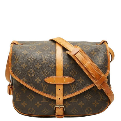 Louis Vuitton Monogram Saumur 30 Crossbody Shoulder Bag Brown Leather
