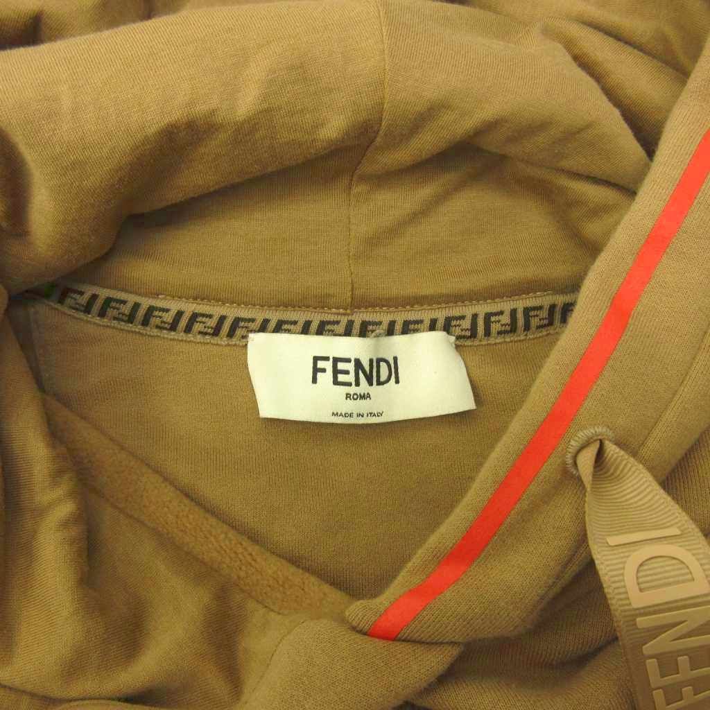 Fendi Pullover Hoodie Logo Print Line S Brown — view 6