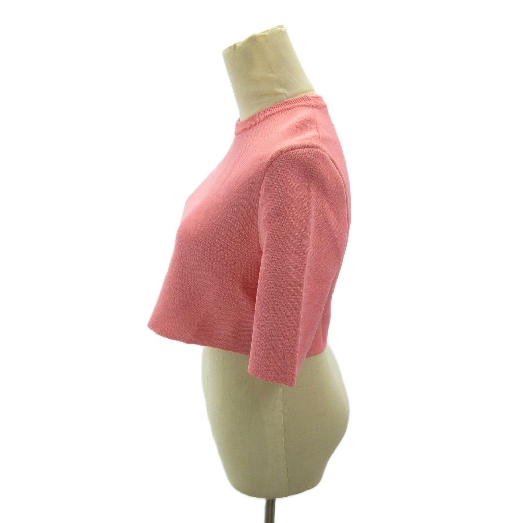 Loewe Cropped Knit Sweater Leather Patch Short Sleeve S Pink — view 3