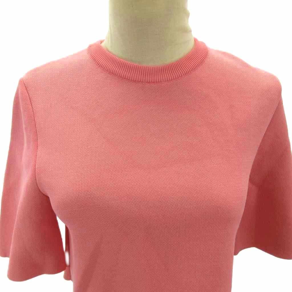 Loewe Cropped Knit Sweater Leather Patch Short Sleeve S Pink — view 4