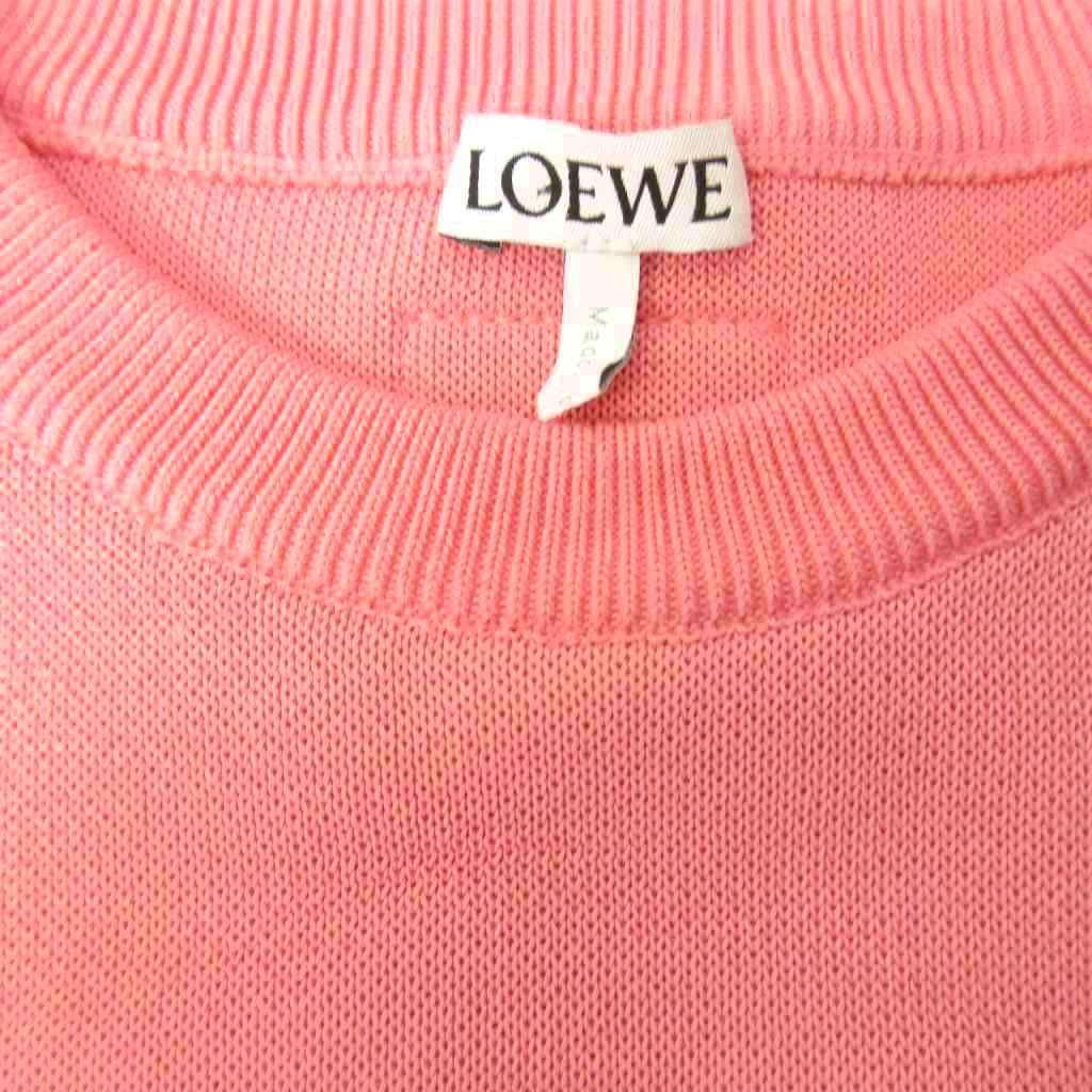 Loewe Cropped Knit Sweater Leather Patch Short Sleeve S Pink — view 8