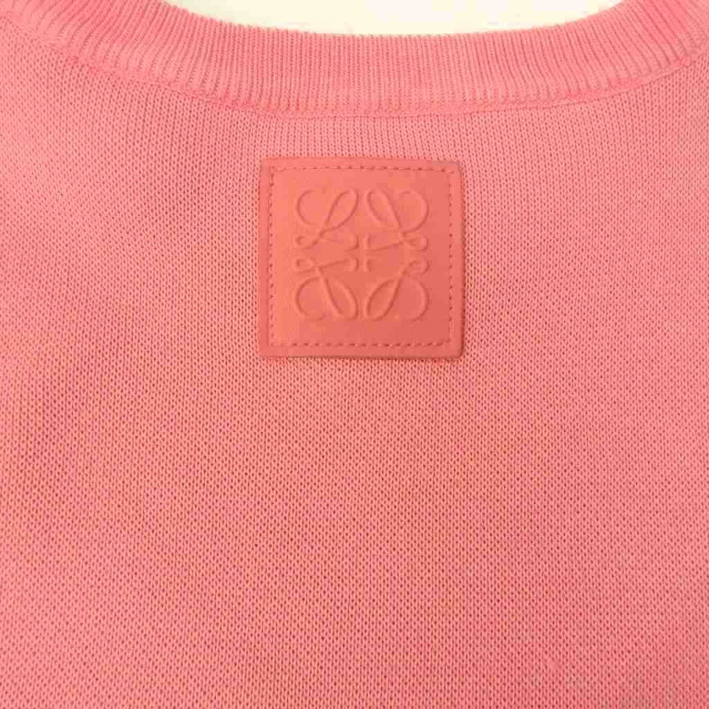Loewe Cropped Knit Sweater Leather Patch Short Sleeve S Pink — view 5