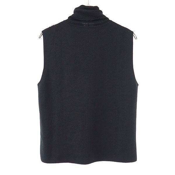 Hermes Turtleneck Nosleeve Cashmere Knit Sweater Black 42 — view 2