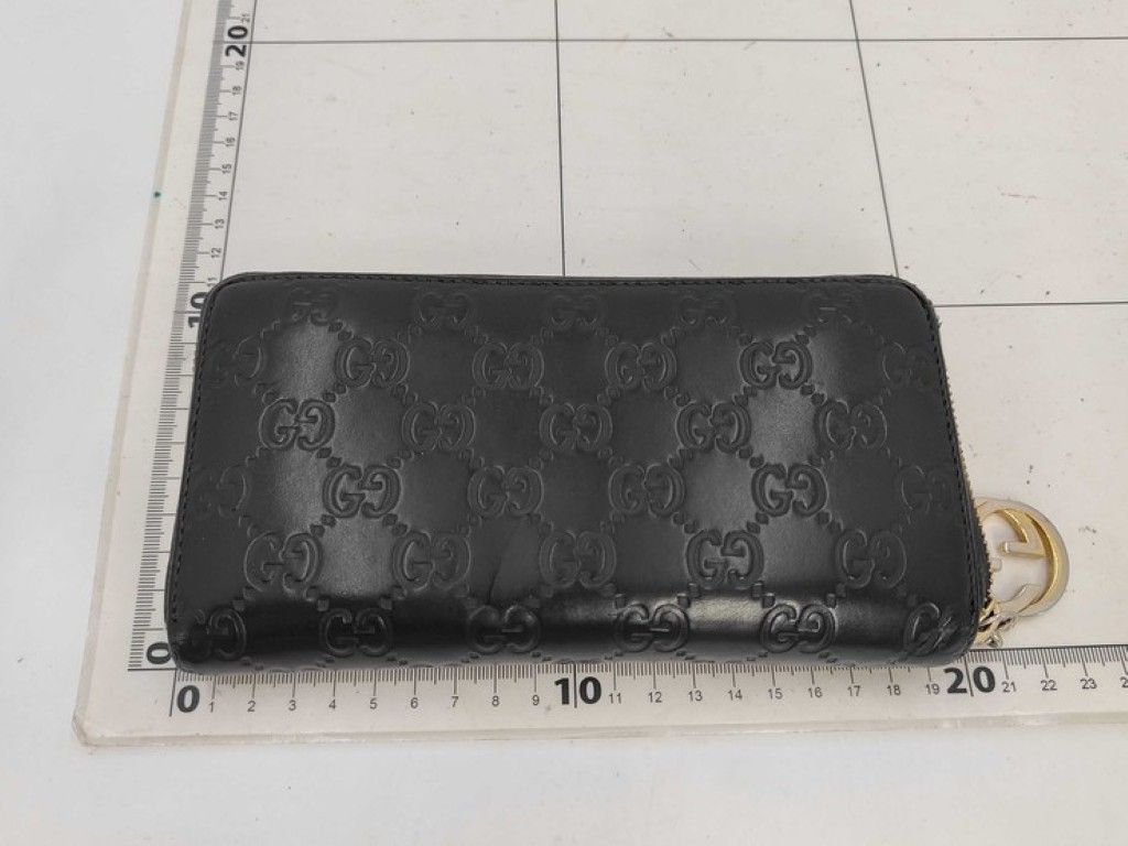 Gucci Wallet Guccissima Black Leather Zip Around Gold — view 2