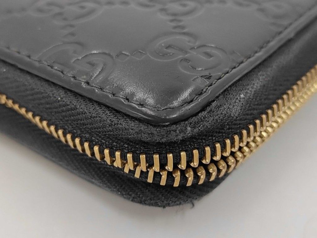 Gucci Wallet Guccissima Black Leather Zip Around Gold — view 3