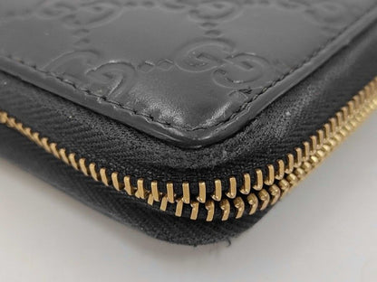 Gucci Wallet Guccissima Black Leather Zip Around Gold — view 3