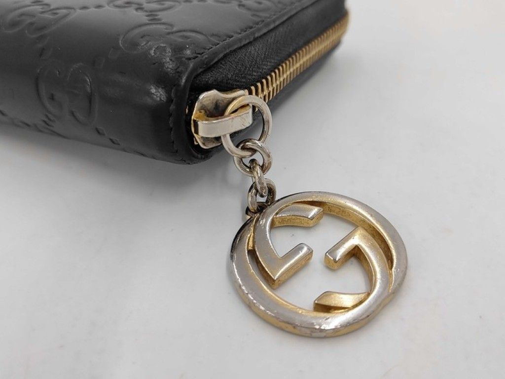 Gucci Wallet Guccissima Black Leather Zip Around Gold — view 6
