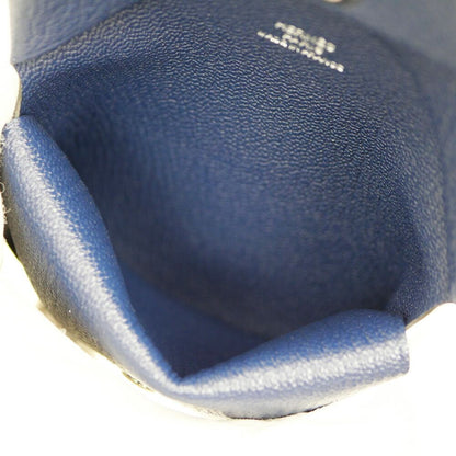 Hermes Calvi Duo Blue Navy Card Case Chevre Coin — view 8