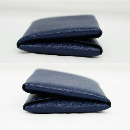 Hermes Calvi Duo Blue Navy Card Case Chevre Coin — view 4