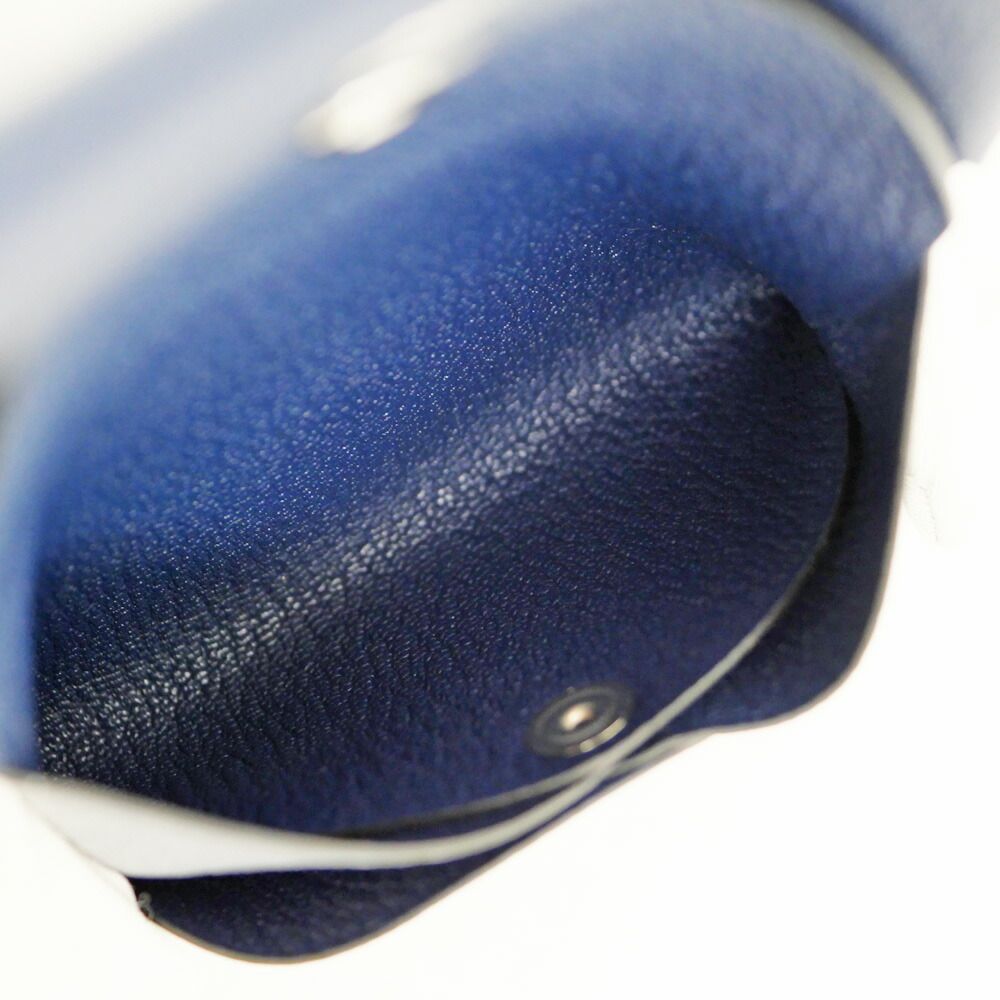 Hermes Calvi Duo Blue Navy Card Case Chevre Coin — view 7