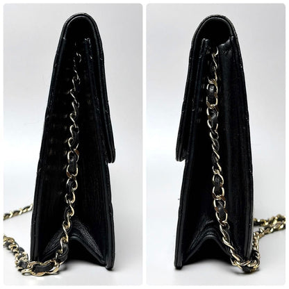 Chanel Quilted Chain Shoulder Bag Lambskin Black — view 5