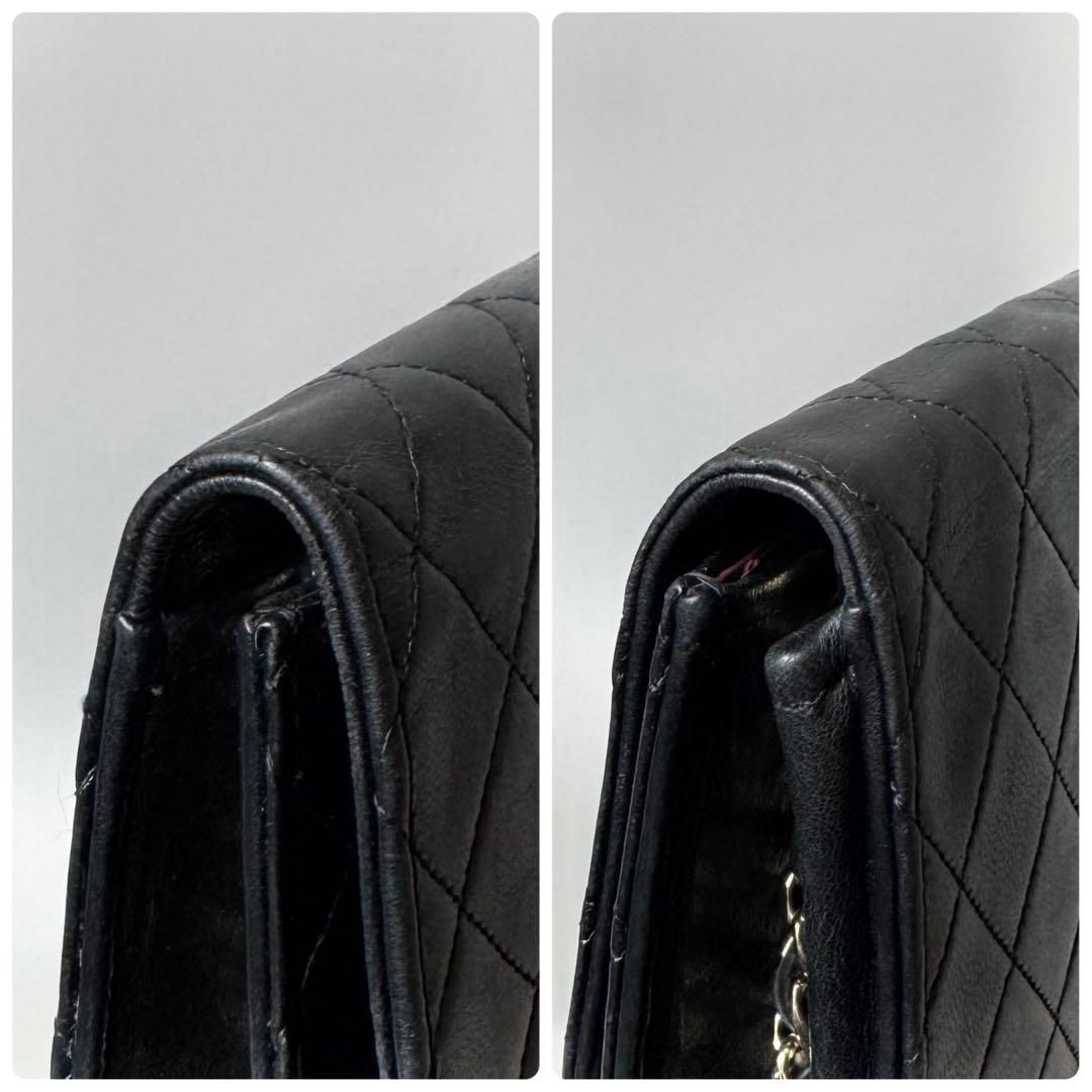 Chanel Quilted Chain Shoulder Bag Lambskin Black — view 8