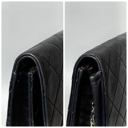 Chanel Quilted Chain Shoulder Bag Lambskin Black — view 8