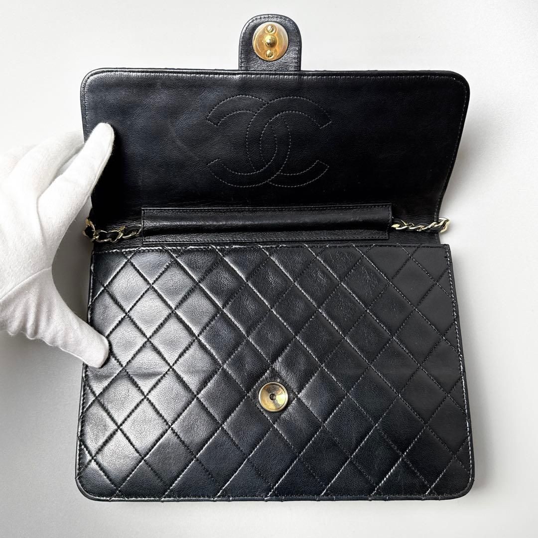 Chanel Quilted Chain Shoulder Bag Lambskin Black — view 3