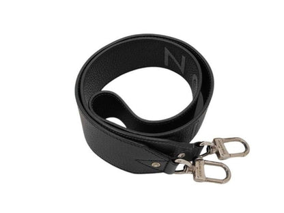 Louis Vuitton Shoulder Strap Black Gray Taurillon Leather Silver Logo