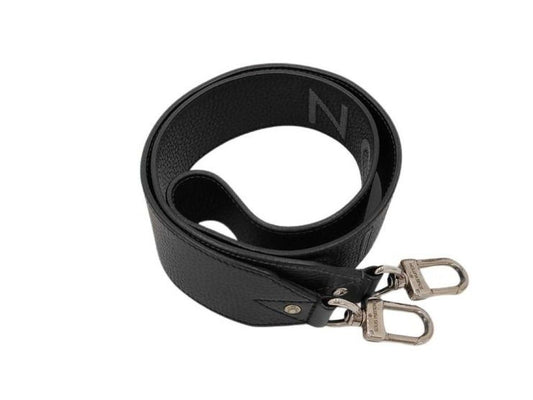 Louis Vuitton Shoulder Strap Black Gray Taurillon Leather Silver Logo