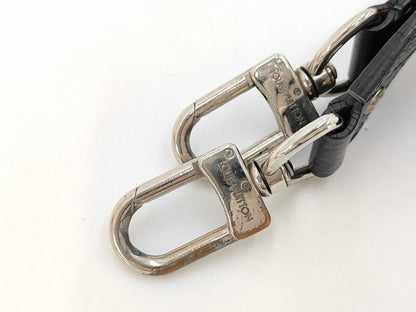 Louis Vuitton Shoulder Strap Black Gray Taurillon Leather Silver Logo — view 3