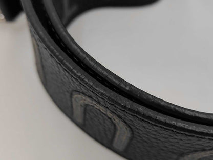 Louis Vuitton Shoulder Strap Black Gray Taurillon Leather Silver Logo — view 2