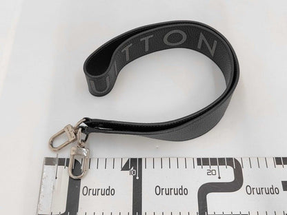 Louis Vuitton Shoulder Strap Black Gray Taurillon Leather Silver Logo — view 6