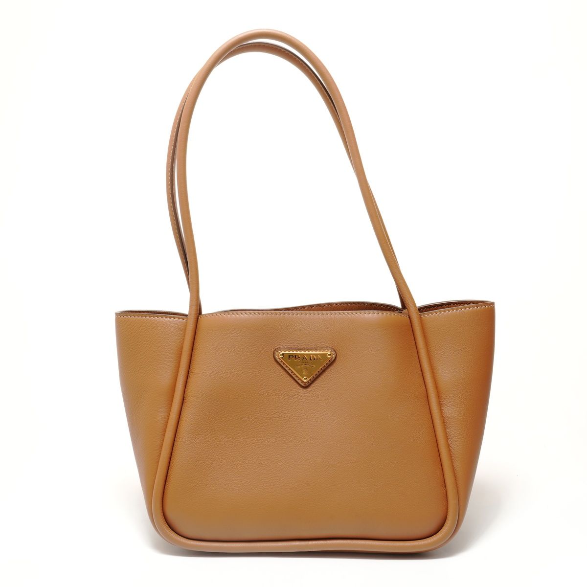 Prada Shoulder Bag Triangle Logo Soft Gray Leather
