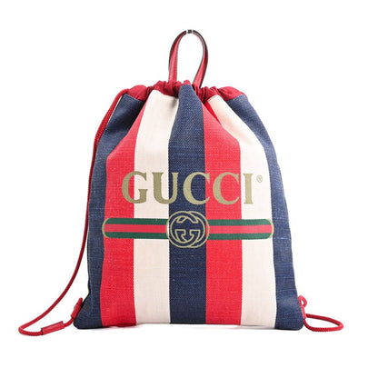Gucci Backpack Striped Drawstring Knapsack