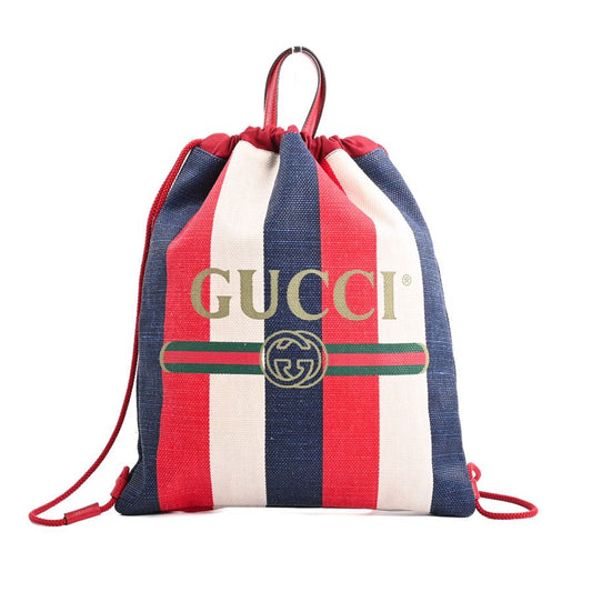 Gucci Backpack Striped Drawstring Knapsack
