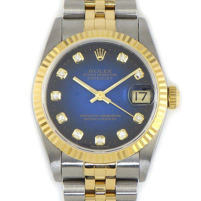 Rolex Watch Datejust P Number 10 Points Diamond Index Blue Gradation Dial Date