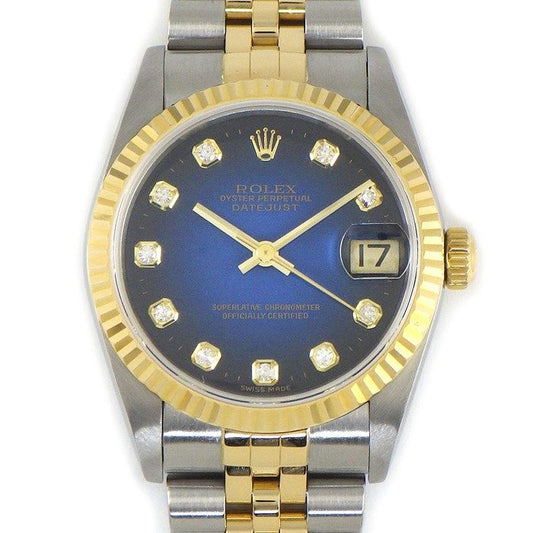 Rolex Watch Datejust P Number 10 Points Diamond Index Blue Gradation Dial Date